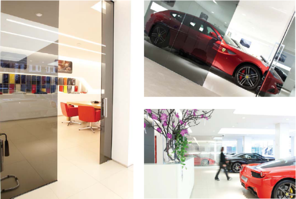 Switchable Privacy Glass used in Ferrari Showcase